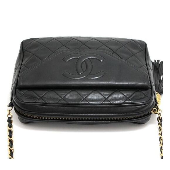 Chanel Matelasse Chain Shoulder Bag Fringe Black Leather - Picture 7 of 7